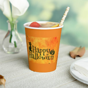 Party Paper Cups Halloween Black Cat