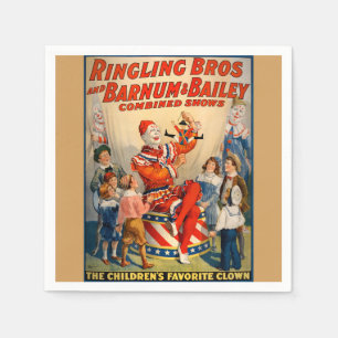Party Paper Napkins with a Vintage Circus Poster