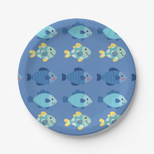 Party Paper Plates - Multi Coloured Fish