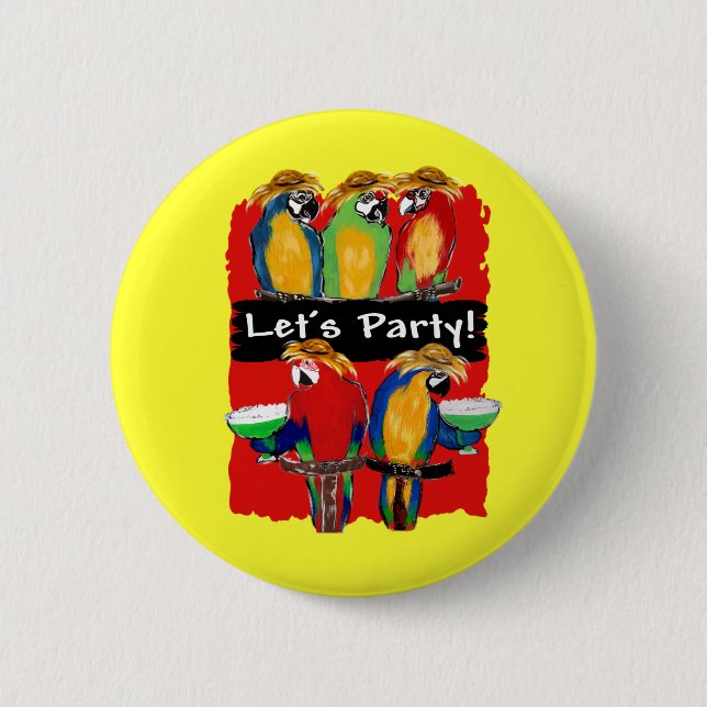 PARTY PARROTS 2 INCH ROUND BUTTON (Front)