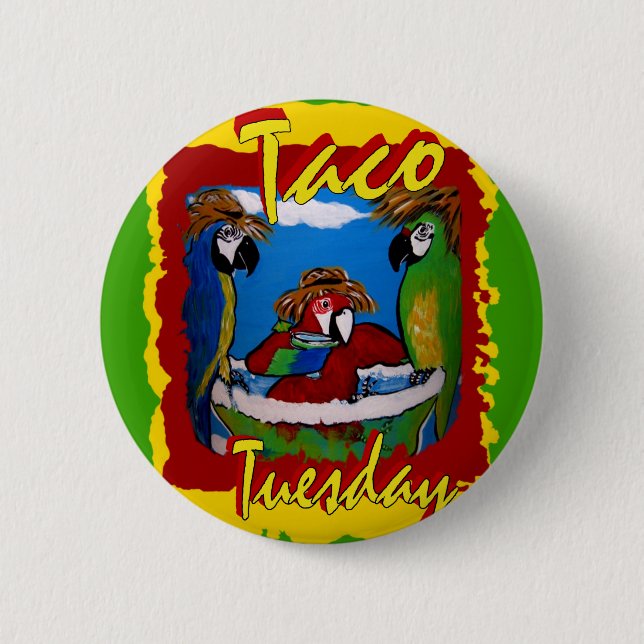 Party Parrots 2 Inch Round Button (Front)
