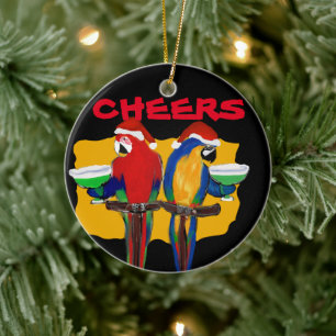 PARTY PARROTS  CERAMIC ORNAMENT