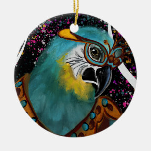 PARTY PARROTS CERAMIC ORNAMENT