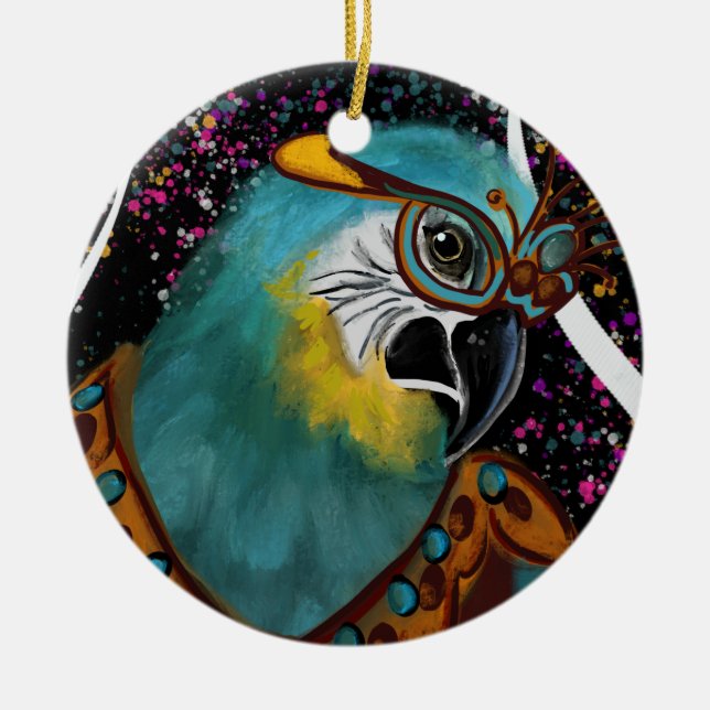 PARTY PARROTS        CERAMIC ORNAMENT (Front)