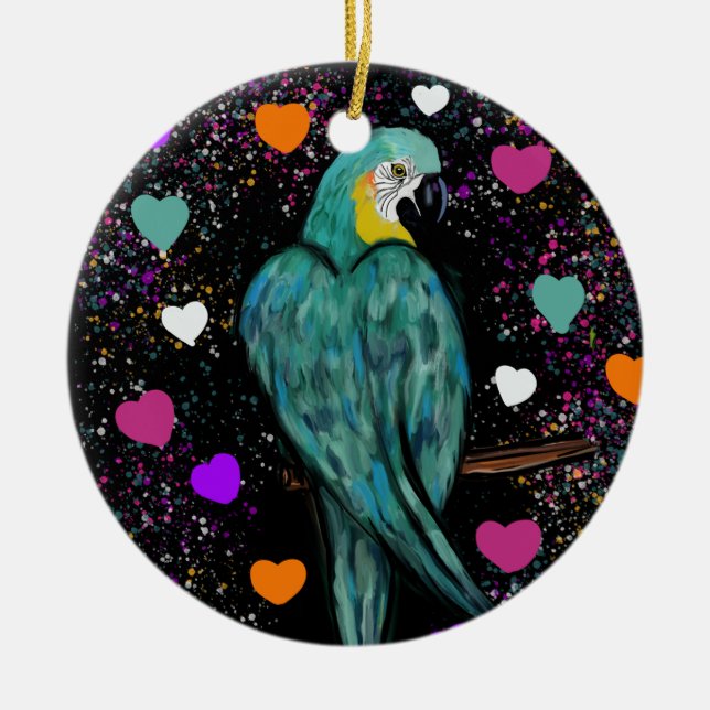 PARTY PARROTS        CERAMIC ORNAMENT (Front)