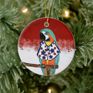 PARTY PARROTS        CERAMIC ORNAMENT