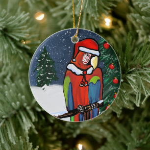 PARTY PARROTS    CERAMIC ORNAMENT