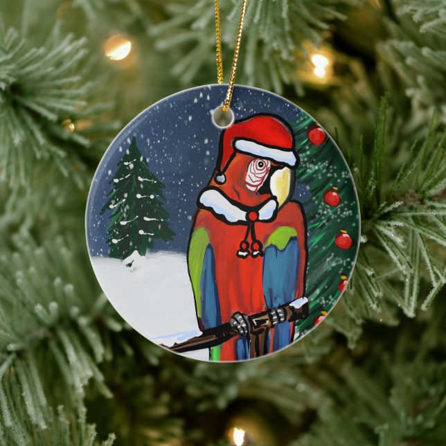 PARTY PARROTS    CERAMIC ORNAMENT (Tree)