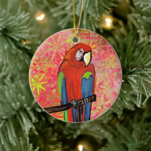 PARTY PARROTS CERAMIC ORNAMENT