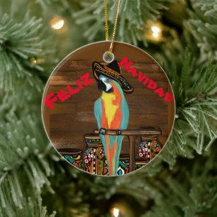 PARTY PARROTS   CERAMIC ORNAMENT