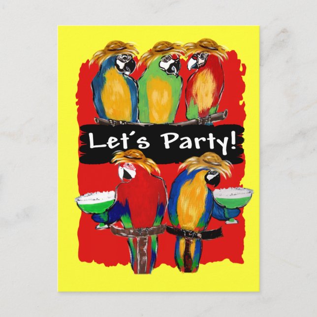 PARTY PARROTS INVITATION POSTCARD (Front)
