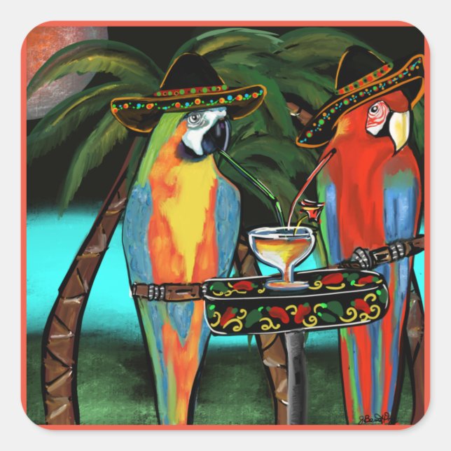 Party Parrots                    Square Sticker (Front)