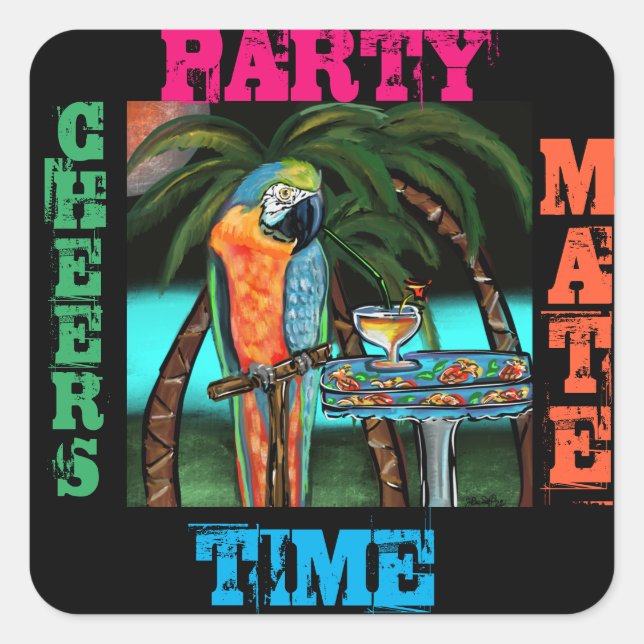 Party Parrots               Square Sticker (Front)