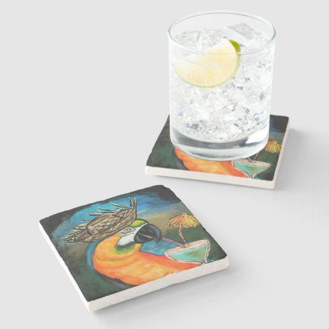 Party Parrots Stone Coaster (Side)