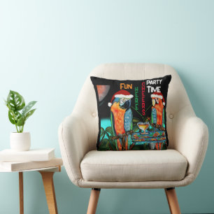 PARTY PARROTS THROW PILLOW