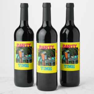 Party Parrots Wine Label