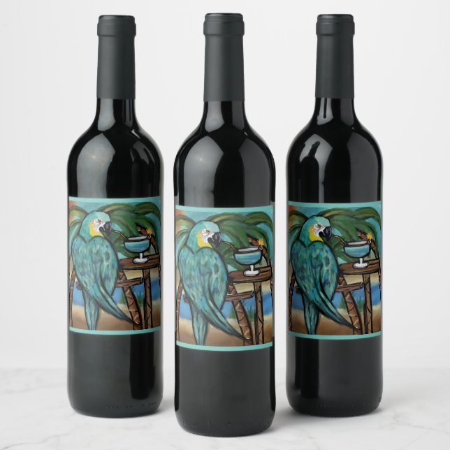 Party Parrots                    Wine Label (Bottles)