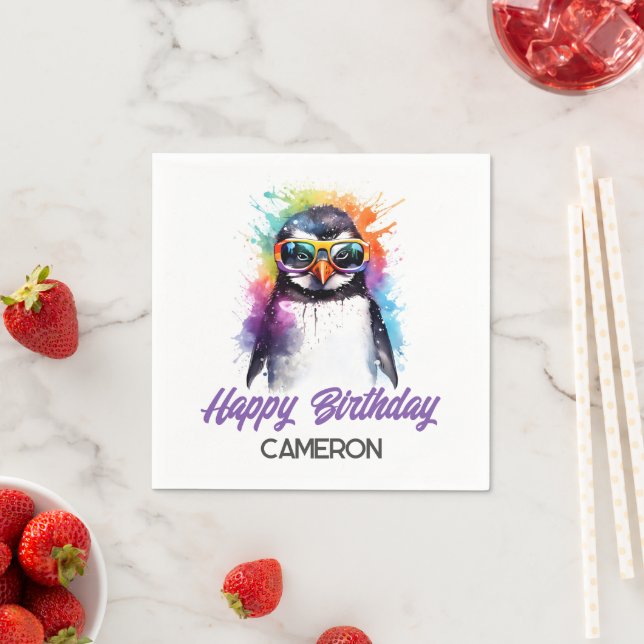 Party Penguin sunglasses, kid's birthday  Napkin (Insitu)
