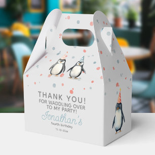 Party Penguins, watercolor, children's birthday Favor Box