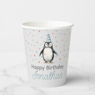 Party Penguins, watercolor, children's birthday Paper Cups