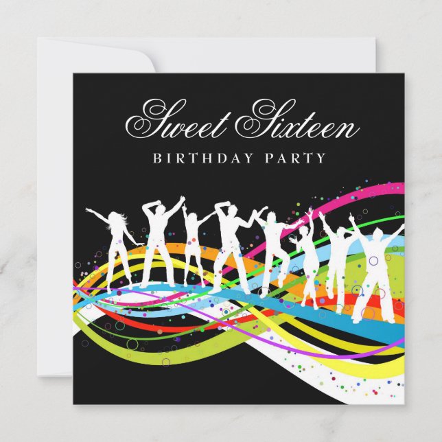 Party People Sweet Sixteenth Birthday Invitation (Front)