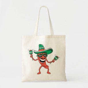 Party Pepper in Sombrero with Maracas Tote Bag