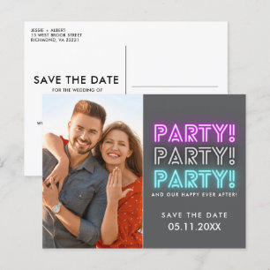 Party Photo QR Code Wedding Save the Date Announcement Postcard