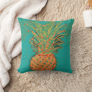 Party Pineapple-Abstract Pineapple on Bright  Throw Pillow