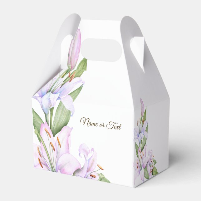 Party Pink Lily Flowers Golden Frame Beautiful Favor Box (Front Side)