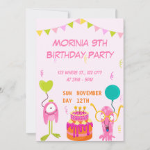 Party Pink Playful Animal Birthday Invitation