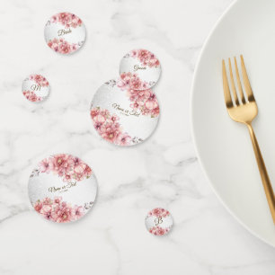 Party Pink Watercolor Flowers Shiny Glitter Modern Confetti