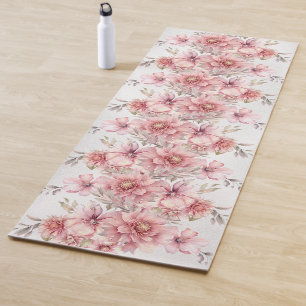 Party Pink Watercolor Flowers Shiny Glitter Modern Yoga Mat