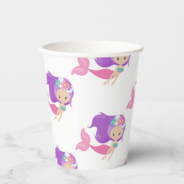 Party Pirate pink mermaids  Paper Cups (Front)