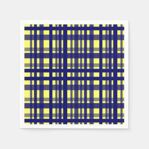 Party Plaid Yellow & Dark Blue Napkin