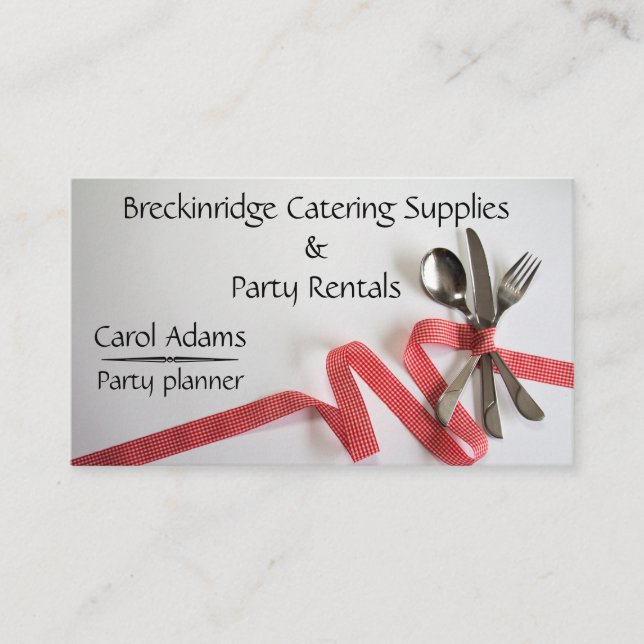 Party Planner and Event Catering Supplies Business Card (Front)