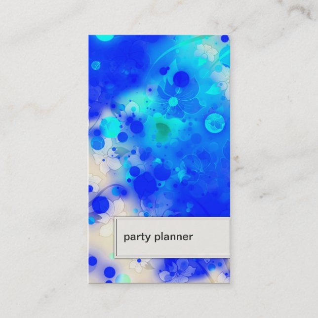Party Planner Business Card Abstract Dots & Flower (Front)