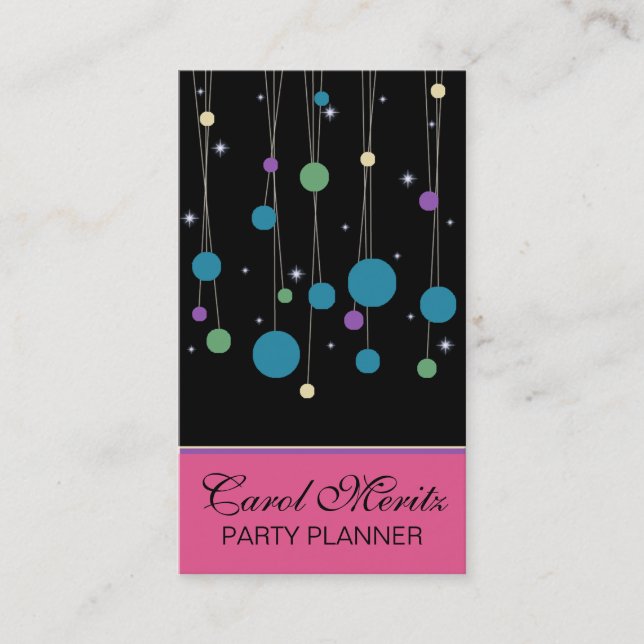 Party Planner Business Card - Dots & Stars (Front)