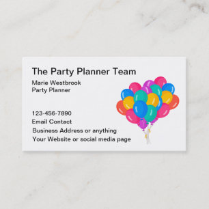 Party Planner Colorful Balloons Business Card
