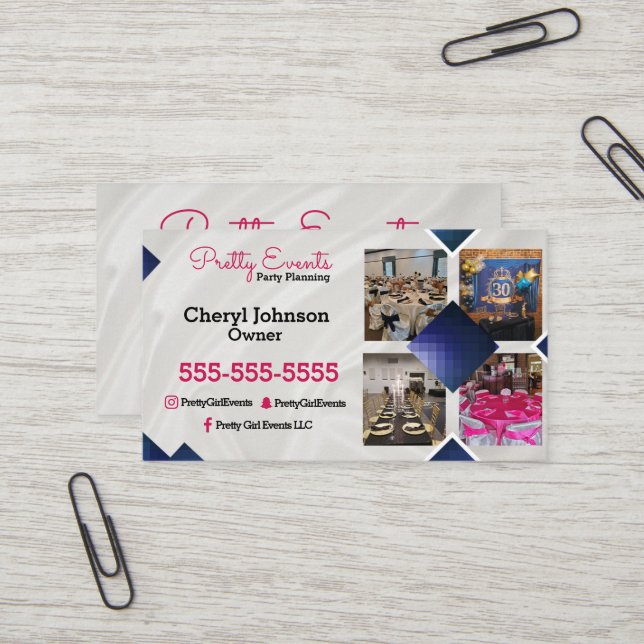 Party Planner Photo Business Card (Front/Back In Situ)
