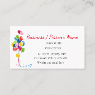 Party Planners Fun Colourful Balloons Custom  Business Card