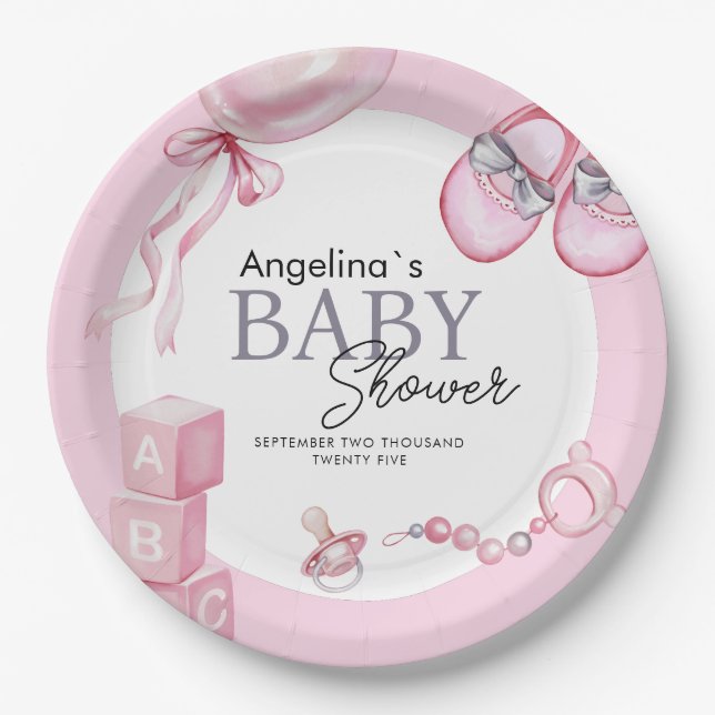 Party Plates for baby shower teddy bear. (Front)