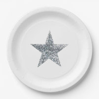 Party Plates - Silver Glitter Star
