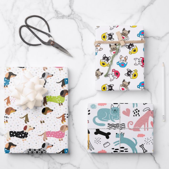 Party Pooch Colourful Assortment Wrapping Paper Sheet (Front)