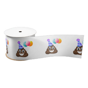 Party Poop Emoji Birthday Ribbon Satin Ribbon