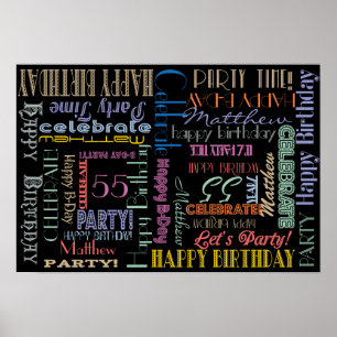 Party Poster! Birthday Celebration!  NAME and AGE Poster