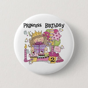 Party Princess 2nd Birthday Tshirts and Gifts 2 Inch Round Button