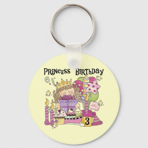 Party Princess 3rd Birthday Tshirts and Gifts Keychain