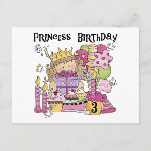 Party Princess 3rd Birthday Tshirts and Gifts Postcard