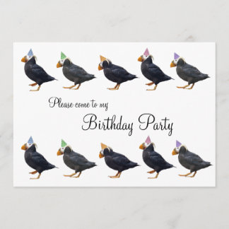 Party Puffin Row Birthday Invitation