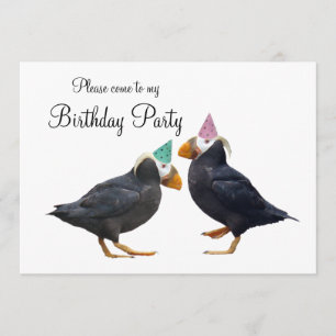 Party Puffins Birthday Invitation